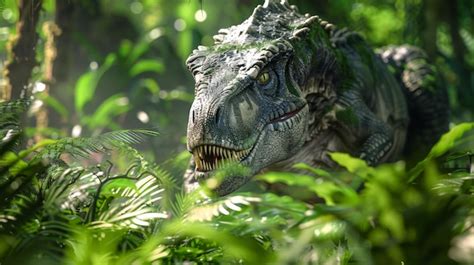 Premium Photo | Predator stalking its prey in a lush Cretaceous forest