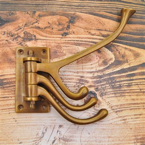 Antique Brass Swinging 4 Arm Coat Hook Hooks Wall Mounted Door Hook