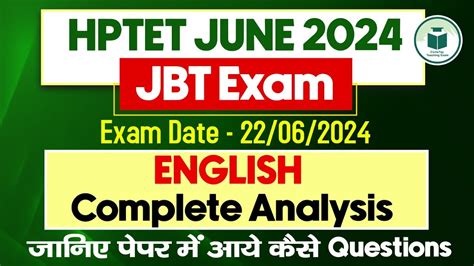 HP TET JUNE 2024 JBT Exam English Questions Complete Analysis