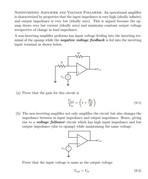 Solved Noninverting Amplifier And Voltage Follower An