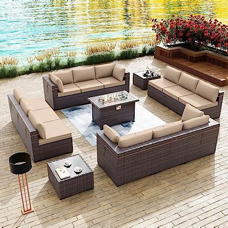 Kullavik 15 Pieces Outdoor Patio Furniture Set With 43 55000BTU Gas