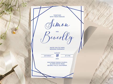 Editable Royal Blue Wedding Invitation Set Template INSTANT Download ...