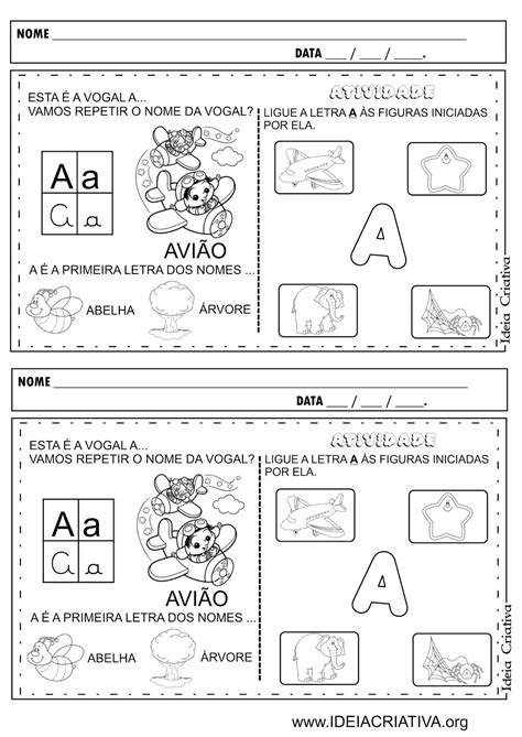 Atividade Vogal A Com Sugestões Para A Aula Ideia Criativa Gi Carvalho Educação Infantil