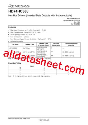 HD74HC368P Datasheet PDF Renesas Technology Corp