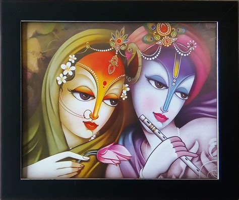 Shree Handicraft Lord Krishna With Radha Modern Art Painting Photo