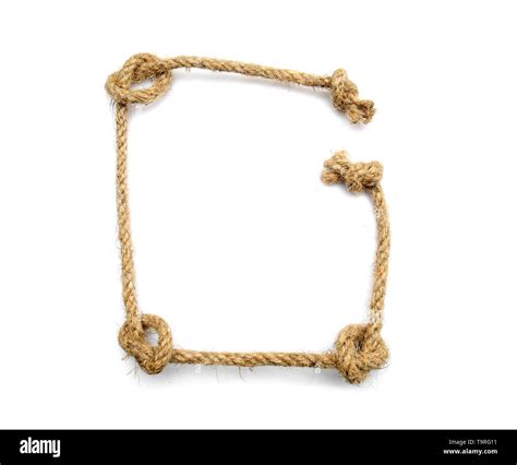 Rope with knots on white background Stock Photo - Alamy