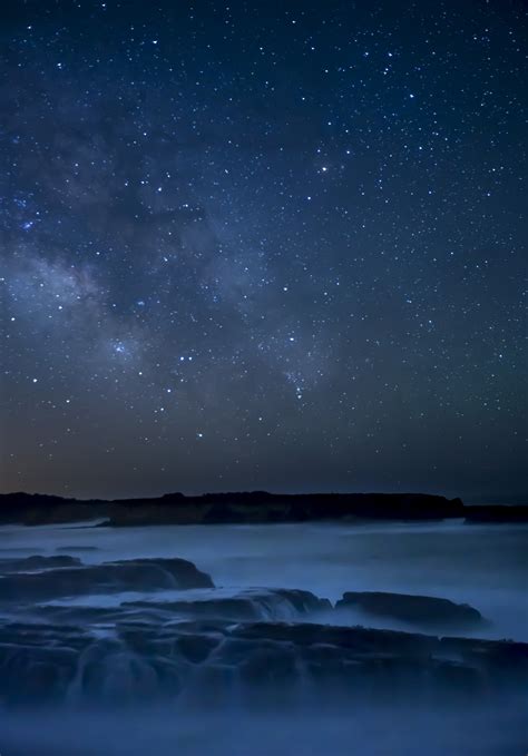 Ocean At Night With Stars