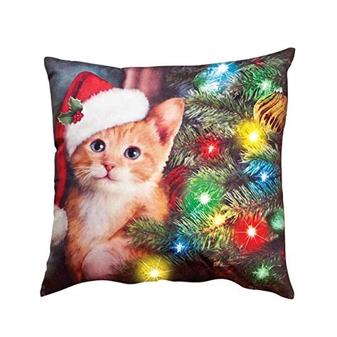 Collections Ect Lighted Christmas Cat Pillow Collections Ect Cat Pillow Cat Theme Purrfect