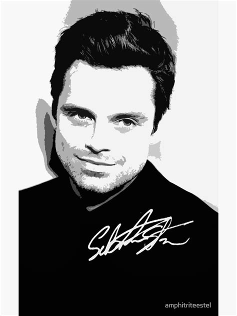 Sebastian Stan Bandw Cutouts Wsignature Sticker By Amphitriteestel