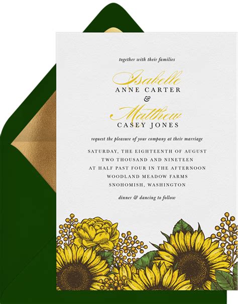 10 Sunflower Wedding Invitations For Your Country Chic Vibe