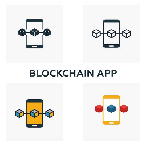 Premium Vector Blockchain App Icon Set Four Elements In Diferent