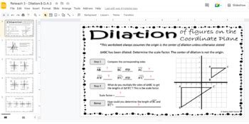 Dilation Digital Reteach Worksheets G A By Rethink Math Teacher