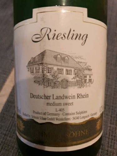 Schmitt Söhne Deutscher Landwein Rhein Medium Sweet Riesling Vivino Us