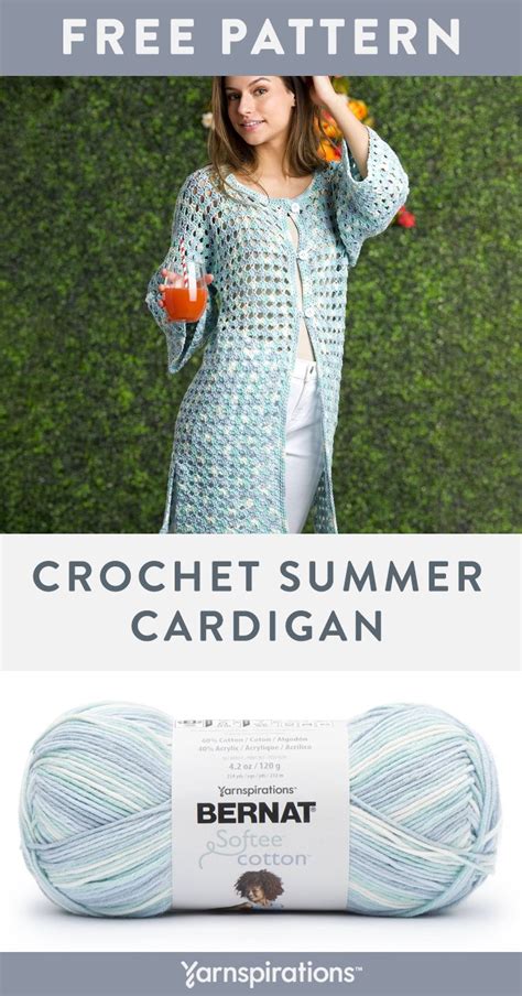 Free Crochet Summer Cardigan Pattern Using Bernat Softee Cotton Yarn