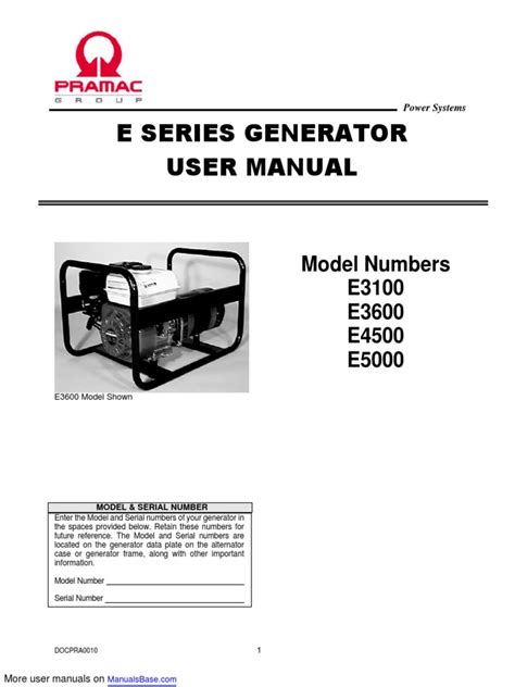 Pramac Portable Generator E SERIES GENERATOR | PDF | Ac Power Plugs And Sockets | Electrician