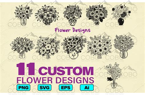 Flower Bouquet SVG Bundle for Cricut, or Laser Engraver, Flower Bouquet ...