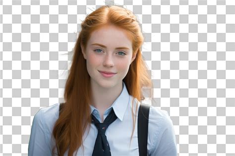 Premium Psd Young Pretty Redhead Girl In Business Uniform On Isolated