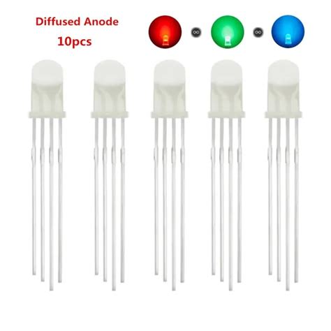 10pcs 5mm RGB LED Common Cathode Common Anode Tri Color Emitting