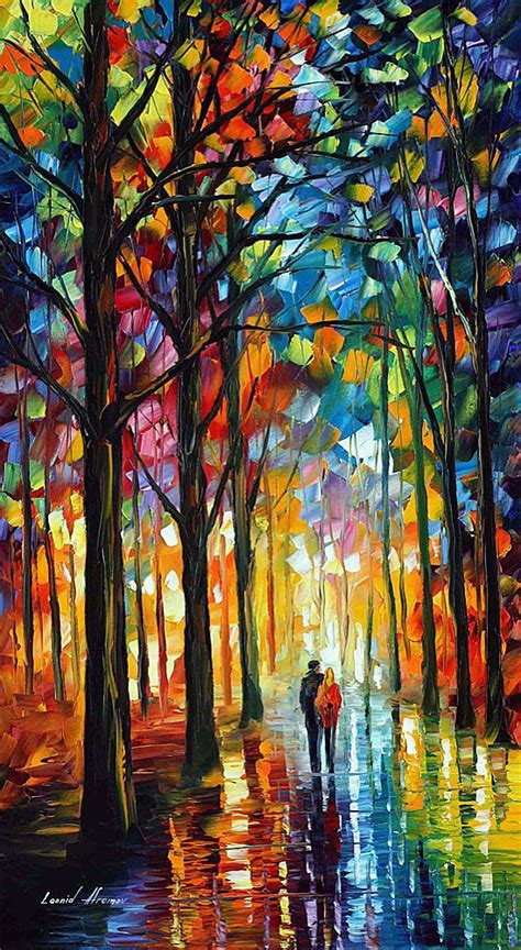 Date In The Park — Palette Knife Oil Painting On Canvas By Leonid