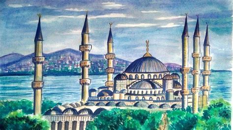 İSTANBUL SULTAN AHMET CAMİİ NASIL ÇİZİLİR ADIM ADIM SULU BOYA