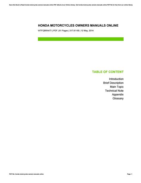 Honda motorcycles owners manuals online by HattieRichardson4429 - Issuu