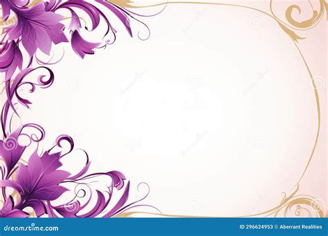 A Purple Floral Background with a Gold Frame Stock Illustration ...