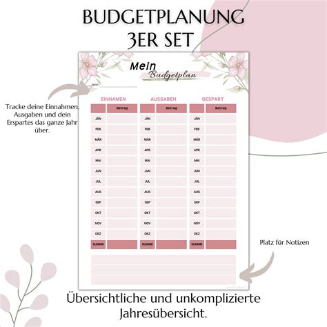 Budget Planer Deutsch Fixkosten F R Binder Spartracker Finanzplaner