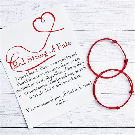 Red String Of Fate Couple Bracelet Set With Card Kabbalah Red Thread