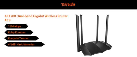 Tenda Ac Ac Dual Band Gigabit Kablosuz Router Ve Access Fiyat