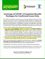 Philhealth Advisory Coverage Of Covid Inpatient Benefit