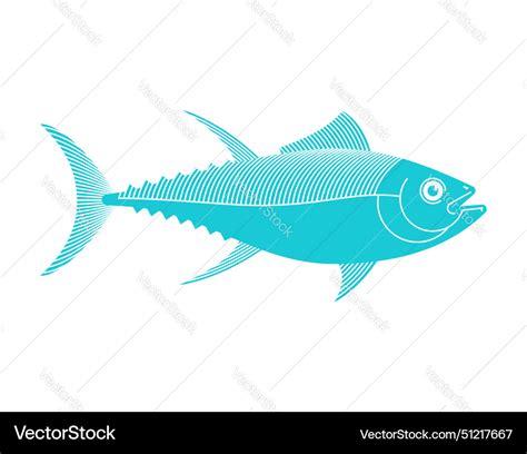 Tuna isolated tunny seafood fish Royalty Free Vector Image