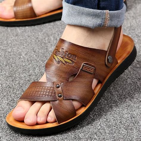 Mens Pu Leather Comfortable Sandals Non Slip Slippers Shoes Insboys Comfortable Sandals