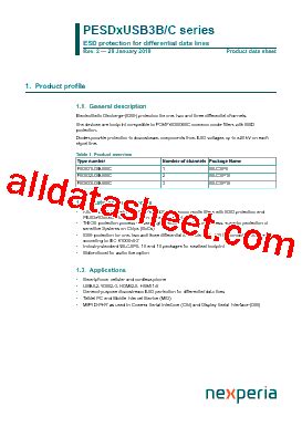 PESD1USB3B C Datasheet PDF Nexperia B V All Rights Reserved