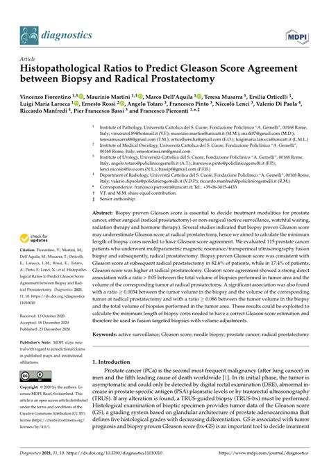 Pdf Histopathological Ratios To Predict Gleason Score Agreement