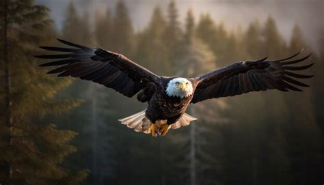 Premium AI Image Majestic Bald Eagle Spreads Wings In Mid Air Soaring