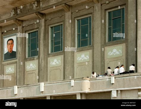 Kim Il Sung Portrait On An Official Building North Hwanghae Province