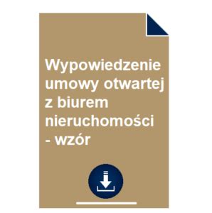 Wypowiedzenie Umowy Otwartej Z Biurem Nieruchomo Ci Wz R Pobierz