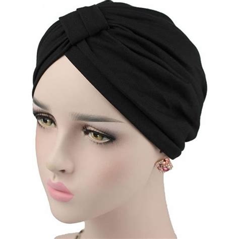 Black Femmes extensible coton Modal Turban chimio torsion Hijab tête