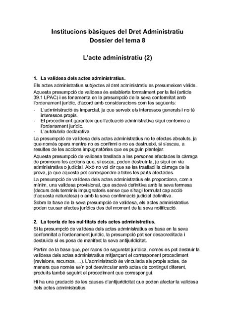 Apuntes Tema 8 IBDA Institucions bàsiques del Dret Administratiu