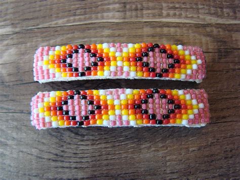 Barrettes Beaded Set Navajo Native Rainbows