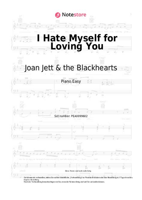 I Hate Myself For Loving You Joan Jett The Blackhearts Noten Pdf