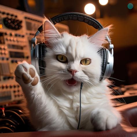 Premium Photo A Cat Wearing Headphones