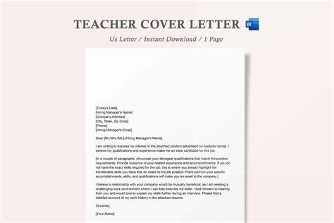 Teacher Cover Letter Sample Teacher Cover Letter Teacher Cover Letter