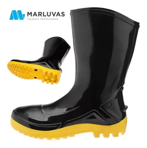 Botina Galocha Borracha Pvc Solado Amarelo Forrada Marluvas