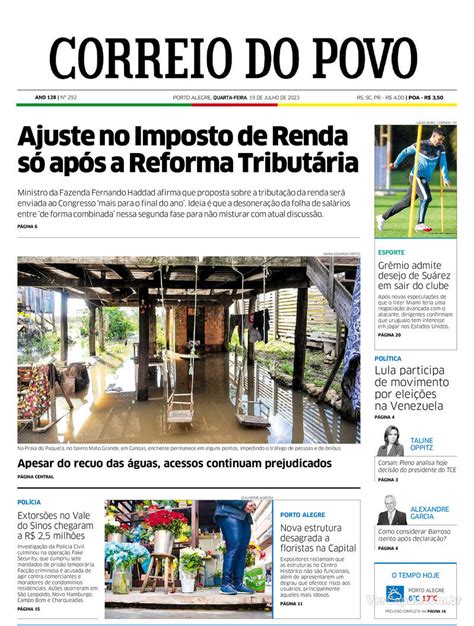 Capa Correio Do Povo Segunda 23 De Novembro De 2020