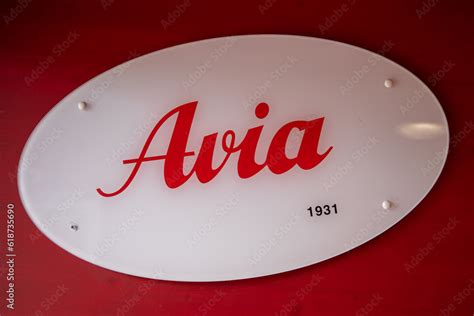 Avia Gas Station Brand Company Logo Sign Service Petrol Pump Text From