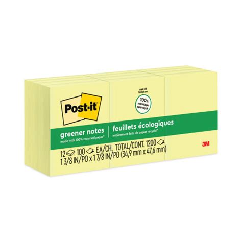 Post It Recycled Note Pads X Canary Yellow Sheet