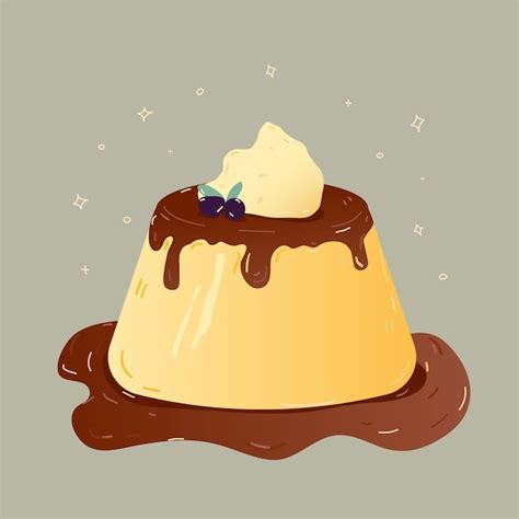 Premium Vector Illustration Pudding With Caramel Dessert Custard