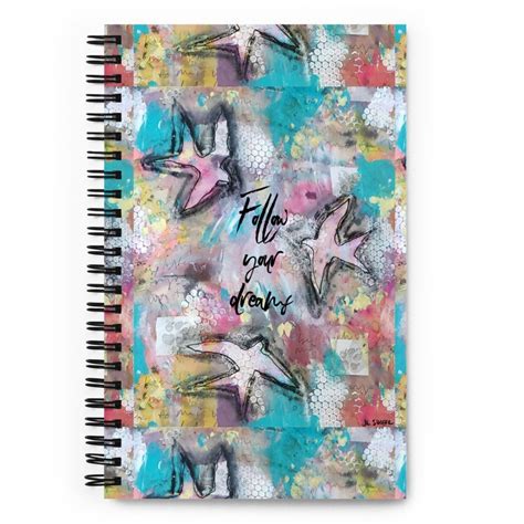 Dream Birds Dot Grid Spiral-Bound Bullet Journal Notebook - Sleeping Pond Studio