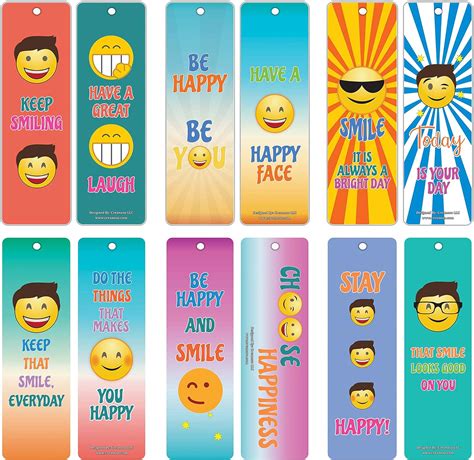 Creanoso Smiley Emoji Happy Face Bookmark Cards Pack Six